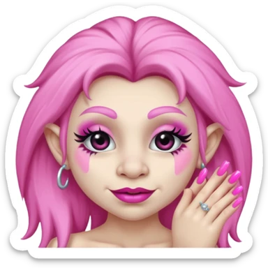 🧌 this but with pink lipstick and pink nails and eyelashes sticker