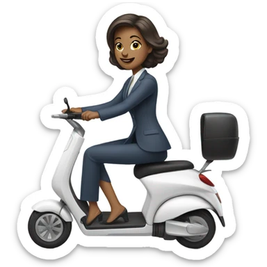 a women in office look on electric scooter rob sticker