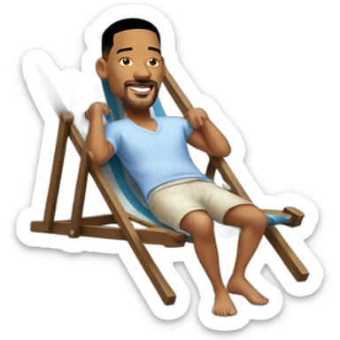 will smith lying on a deckchair sticker