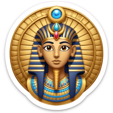 An emoji of the Egyptian god Ra. He has a falcon's head and wears a sun disk on top, with a solemn expression.

 sticker