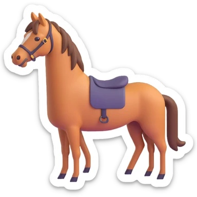 horse standing, isometric, emoji style, facing right sticker