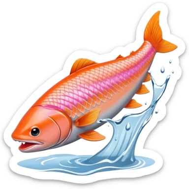 a salmon flopping out of water, make it so its on land flopping around sticker