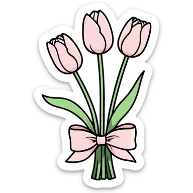 light pink tulip bouquet with light pink bow sticker