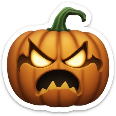 Black angry evil jack o lantern sticker