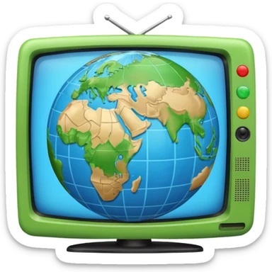 Tv with an globe in emoji style sticker