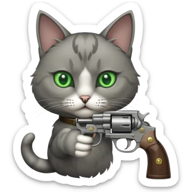 Gato con un revólver  sticker