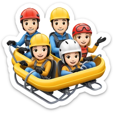 two men and two women on an alpine coaster sticker