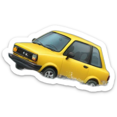 A small car surfing a big wave sticker