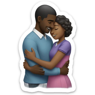 Black man and woman hugging each other  sticker