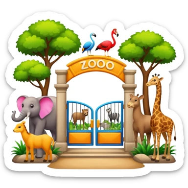entrada de un zoo y que vean animales  sin ninguna persona  sticker