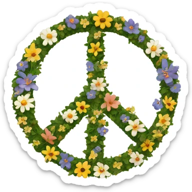 Peace sign with flowers  sticker