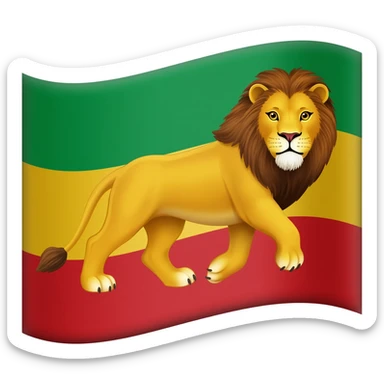 Lion of Judah Superimposed on a diagonal striped red green and gold flag with red at the bottom gold middle and green at the top sticker