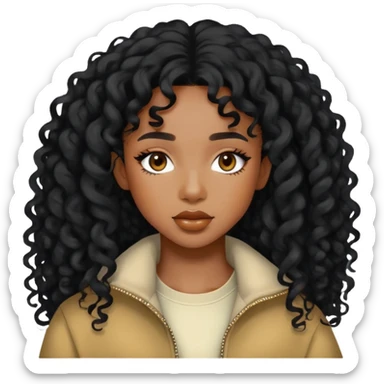 SZA with curly black hair and stylish outfit sticker