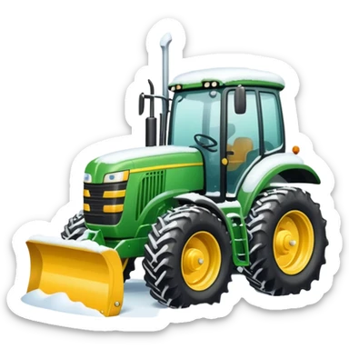 Big Green tractor with yellow blade pushing snow sticker