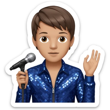 Louis Tomlinson from One Direction with light skin, brown hair, dark blue sequin outfit sticker