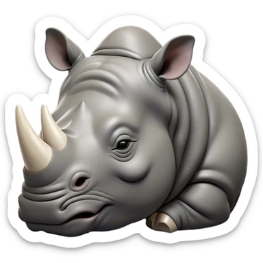 Meme-Worthy Cute Sleeping Rhinoceros Portrait Emoji, Head resting peacefully with a contented smile, showcasing a massive, robust build and a luxuriously soft slate-gray hide, eyes shut in a serene, restful nap, Simplified yet hilariously adorable features, highly detailed, glowing with a soft, drowsy light, high shine, relaxed and utterly lovable, stylized with an air of playful laziness, bright and heartwarming, soft glowing outline, capturing the essence of a comically sleepy rhinoceros, so meme-worthy it feels like it could instantly become the next viral sensation of adorable slumber! sticker
