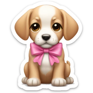 puppy with pink bow sticker