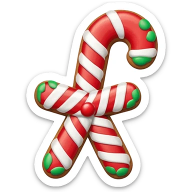 gingerbread cookie in candy cane shape sticker
