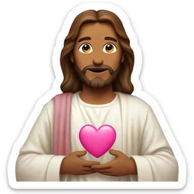 Jesus holding pink heart sticker