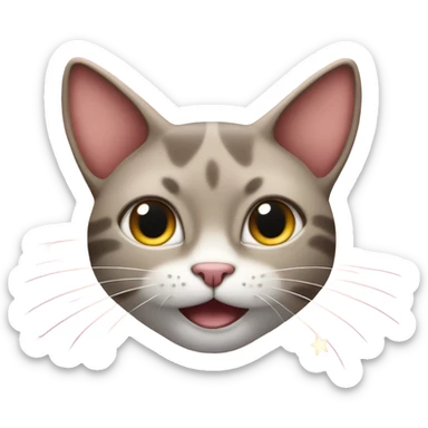 The cat emoji "😺" merged with "🤩" the star eyes sticker