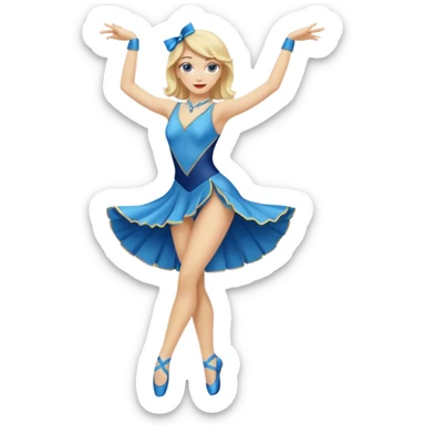 blue jazz style dance costume on blonde full body sticker