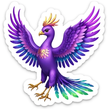 a  all purple pheonix with wings spread out sticker
