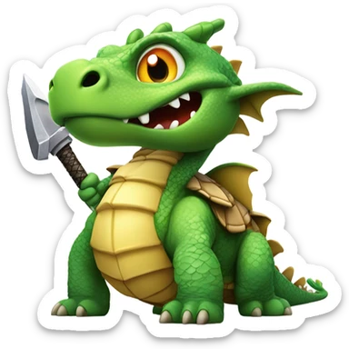 Dragon fighting a turtle with a sword sticker