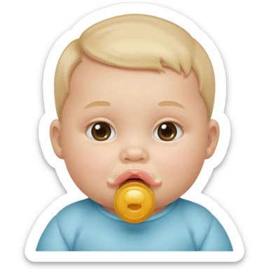 baby with pacifier on mouth sticker