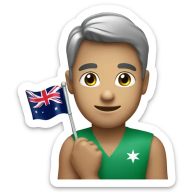 a person holding in hands diamond in australian flag color sticker