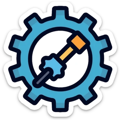 Robotics engineering logo with gear and robot arm, for Pioneers in Engineering club sticker