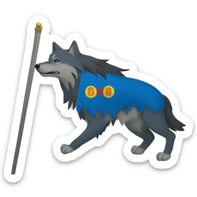 mongol flag with a wolf sticker
