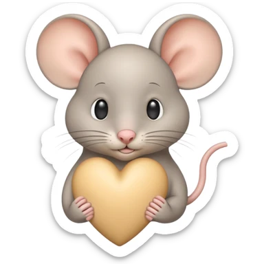 beige heart with mouse sticker