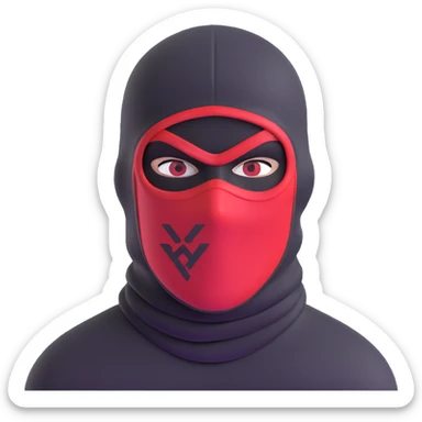 menacing robber with black and red balaclava sticker