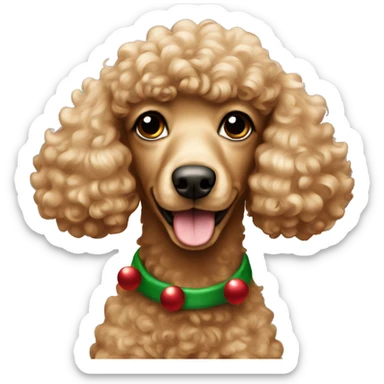 Caramel poodle Christmas sticker