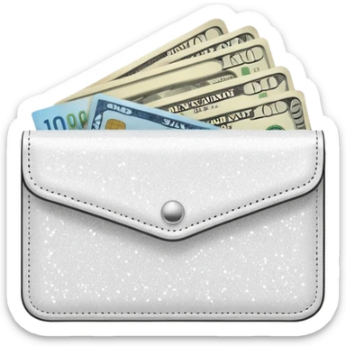 glitter white wallet with money and card sticker
