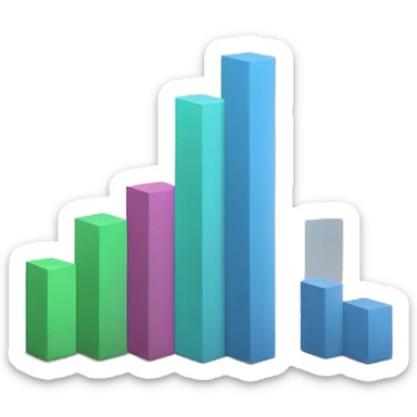 3D bar graph, line graph sticker