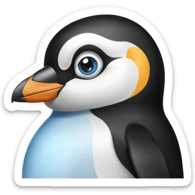 A penguin with a scar sticker