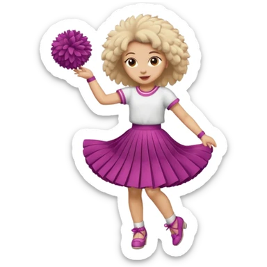 turtle girl dancing with skirt holding   pompom sticker