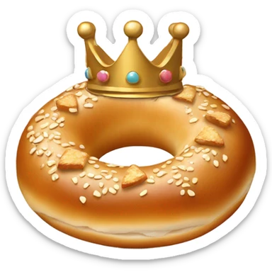 Bagel with a crown on its head  sticker