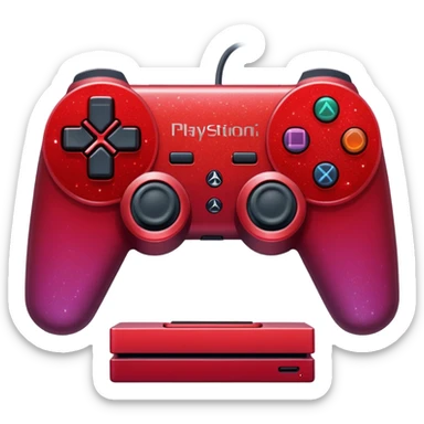 red ombre PlayStation console with glitter sticker