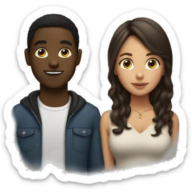 black boy and brunette latina girl  sticker