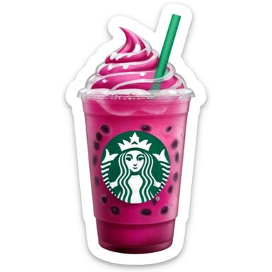 Starbucks dark pink dragonfruit refresher. no pink cream on top. starbucks logo. sticker
