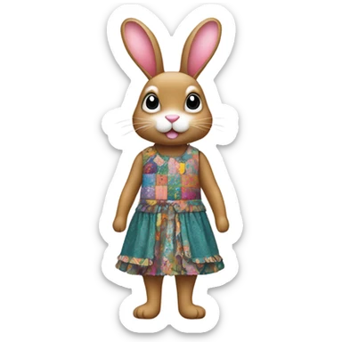 Bunny wearing 500 dresses sticker