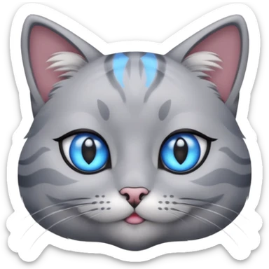 Un gato de color gris con maquillaje bonito animado sticker