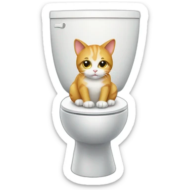 cat sit on toilet sticker