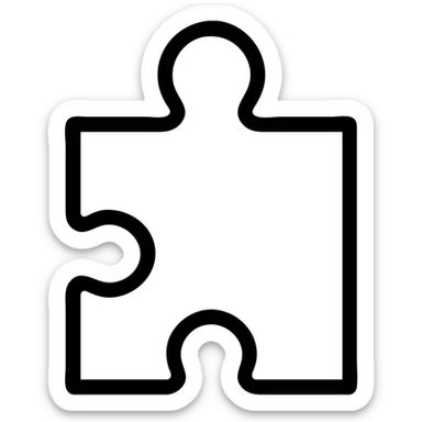 puzzle piece, modern icon style, simple and bold, minimal color, clear outline, suitable for app icon sticker