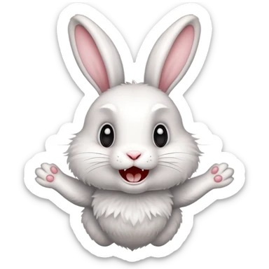 rabbit with buckteeth and crossed eyes jumping excitedly sticker