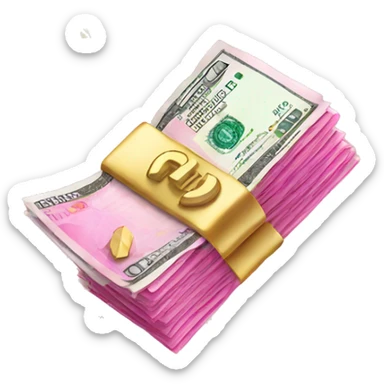 pink money with euros  flying  sticker