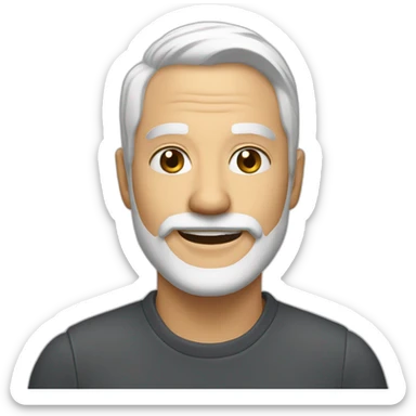 Create an emoji of a man smiling, with white hair and with a short but neat white beard sticker