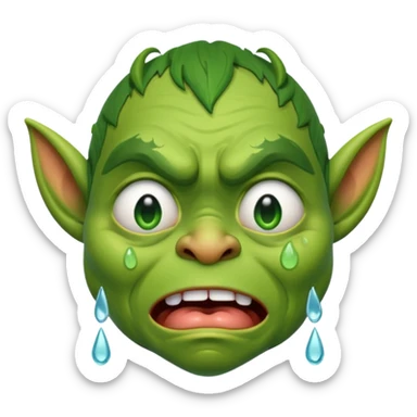Goblin is crying with very big tears in his eyes  sticker